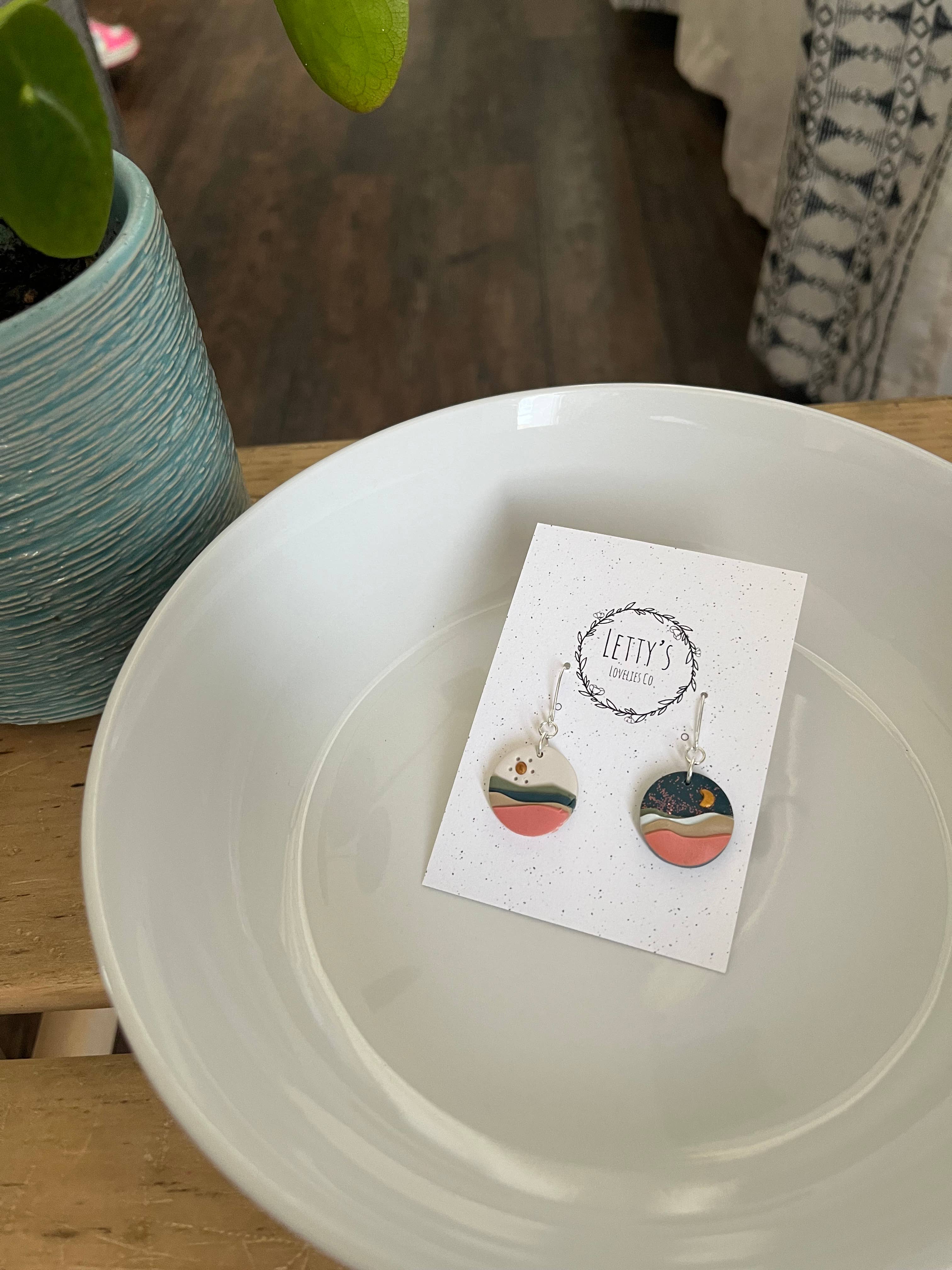 Day & Night Landscape Circle Earrings - Image 1