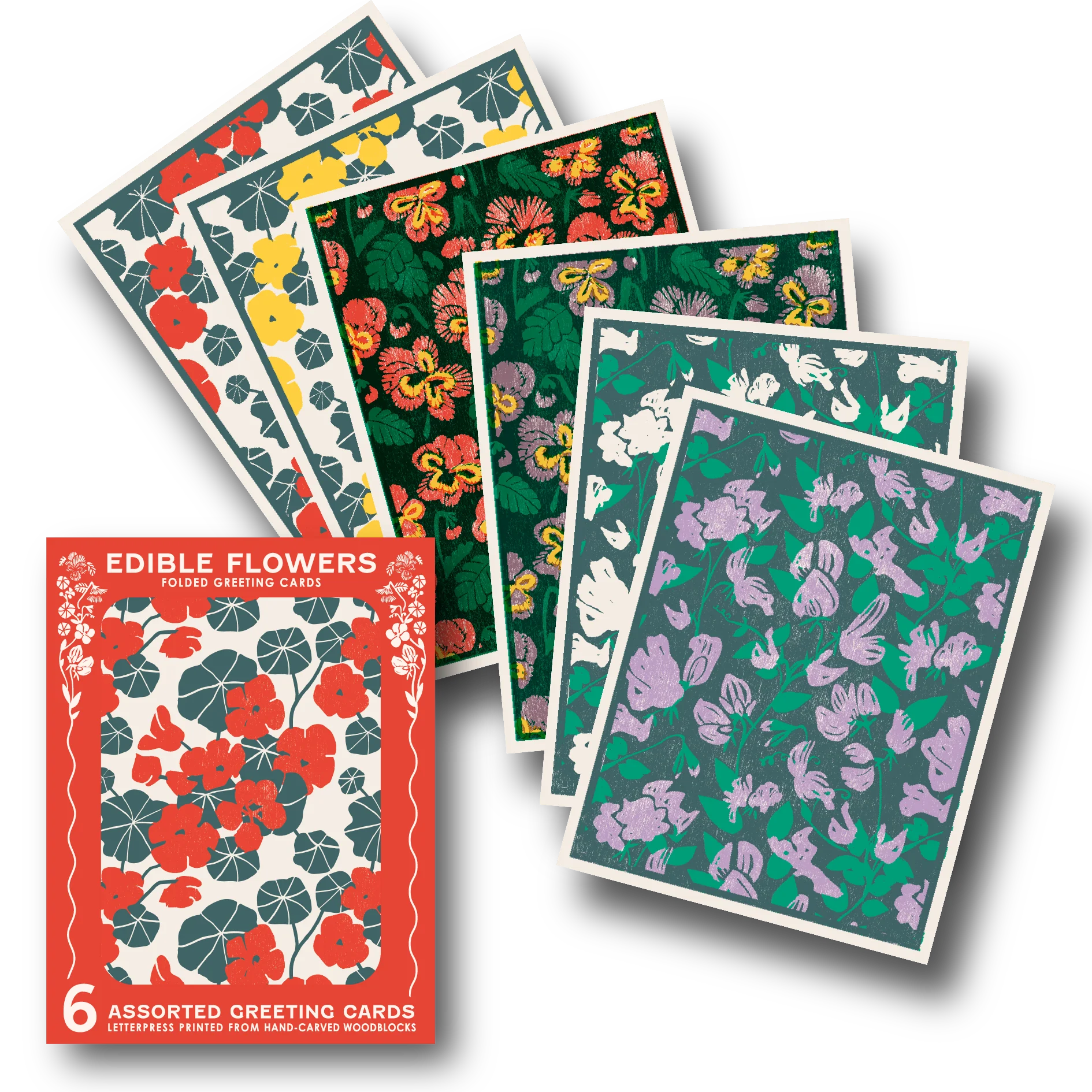 Edible Flowers Assorted Letterpress Cards Set