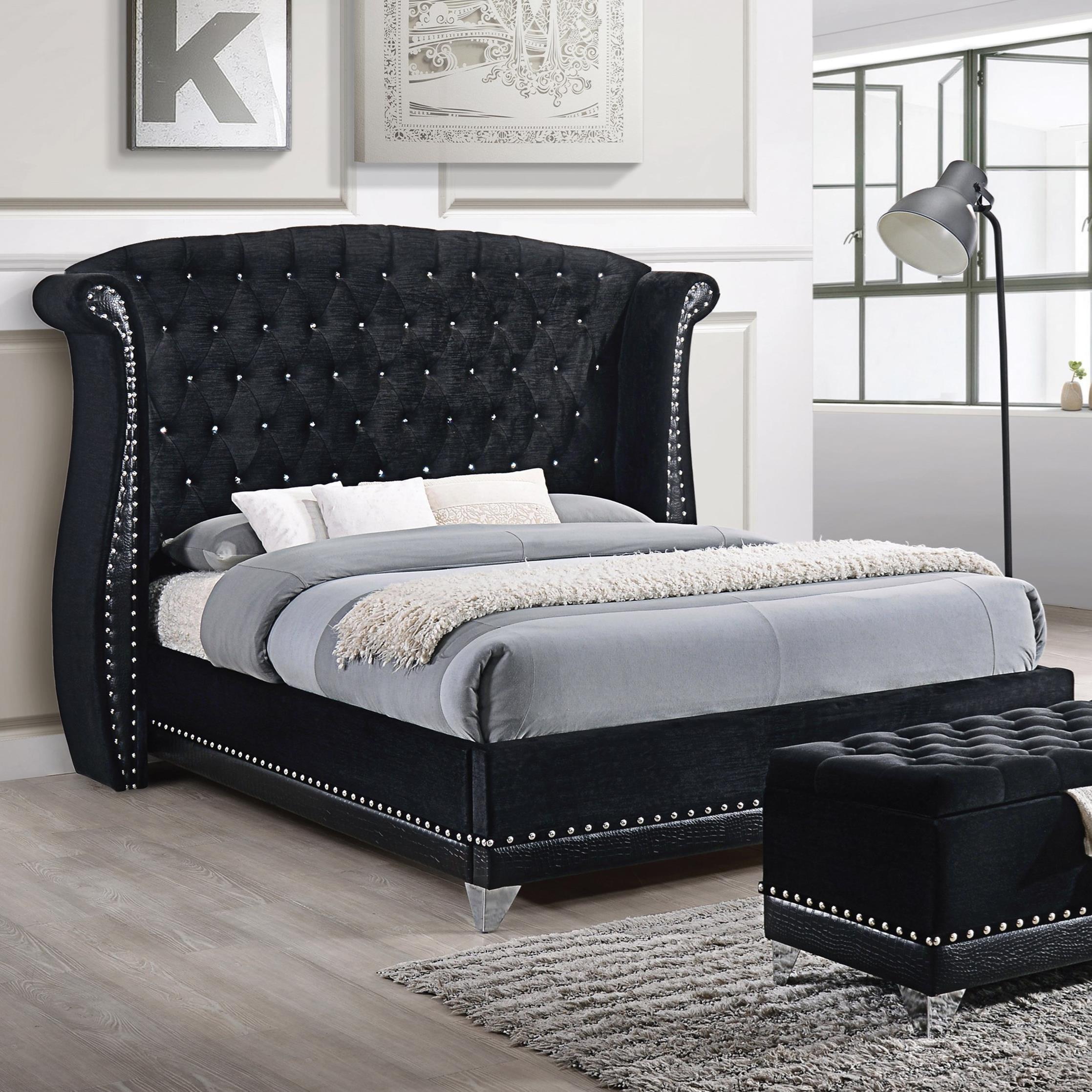 Coaster Furniture Barzini 300643KE Upholstered Eastern King Wingback Bed - Black - Image 1