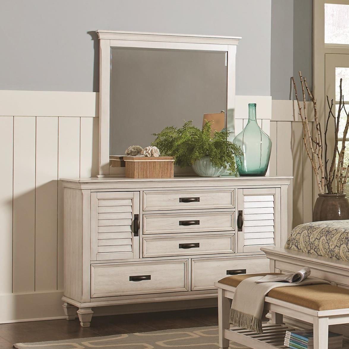 Coaster Furniture Franco 205334 Dresser Mirror - Distressed White - Image 2