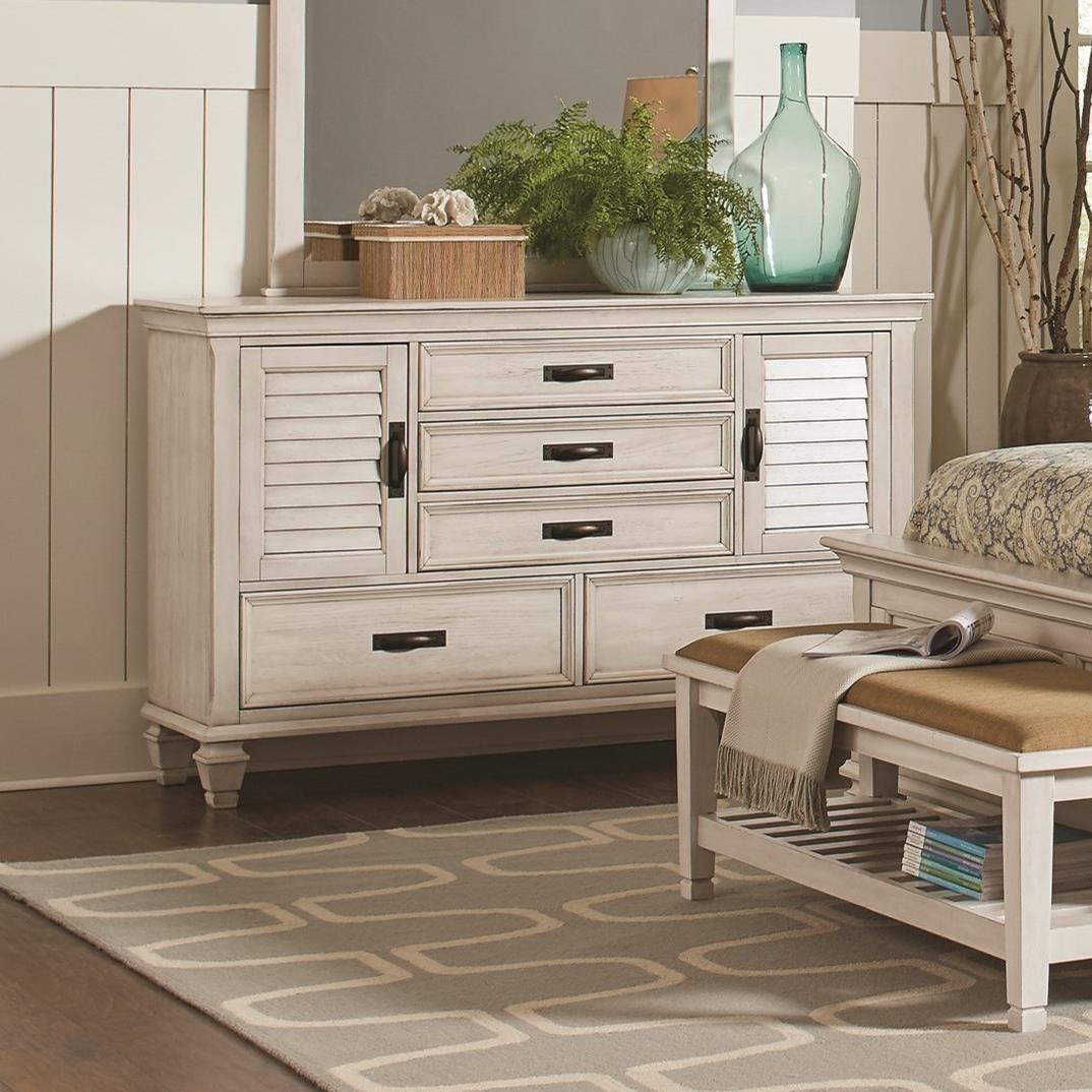 Coaster Furniture Franco 205333 5-Drawer Dresser - Distressed White - Image 1