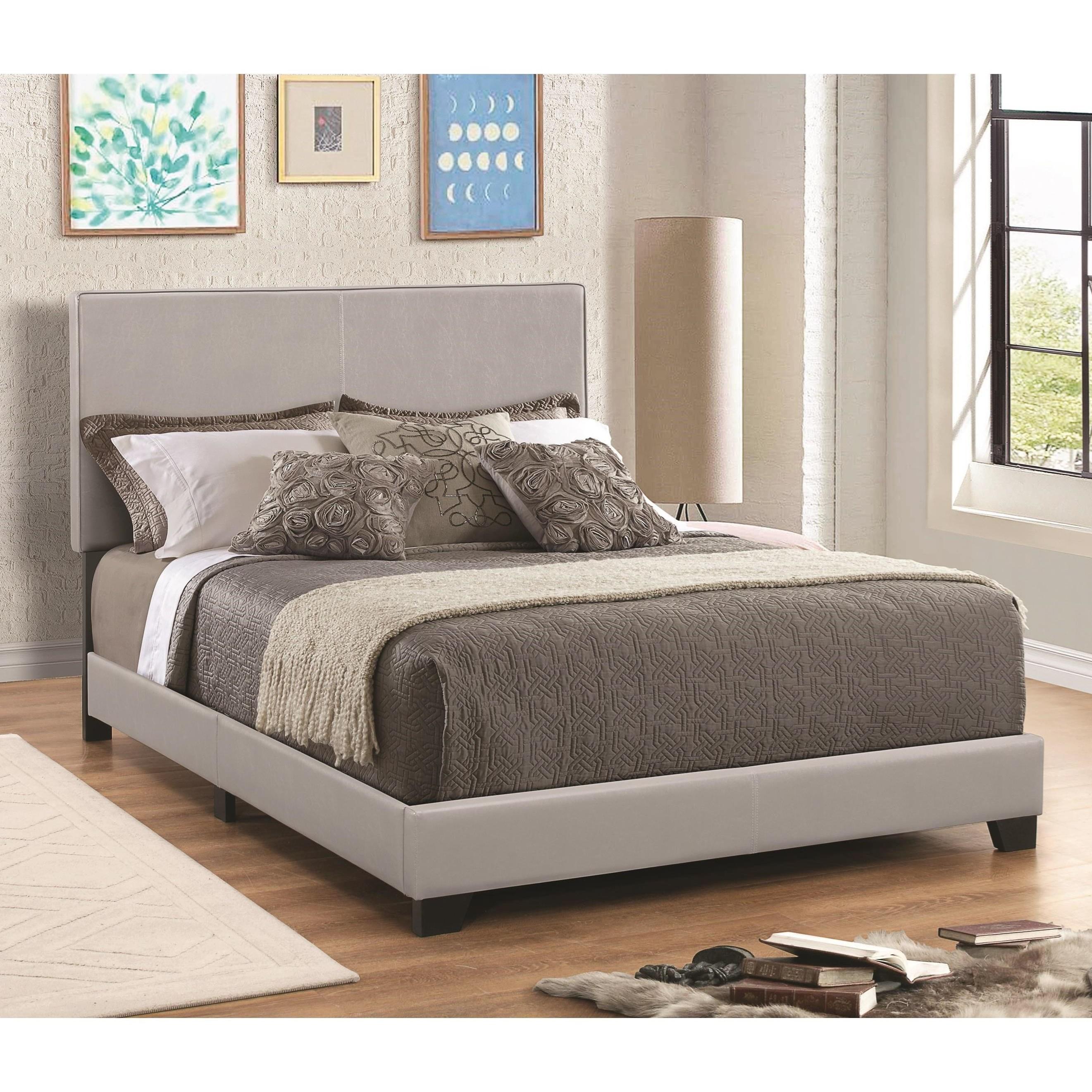 Coaster Furniture Dorian 300763KE Faux Leather Upholstered Eastern King Panel Bed - Grey - Image 1