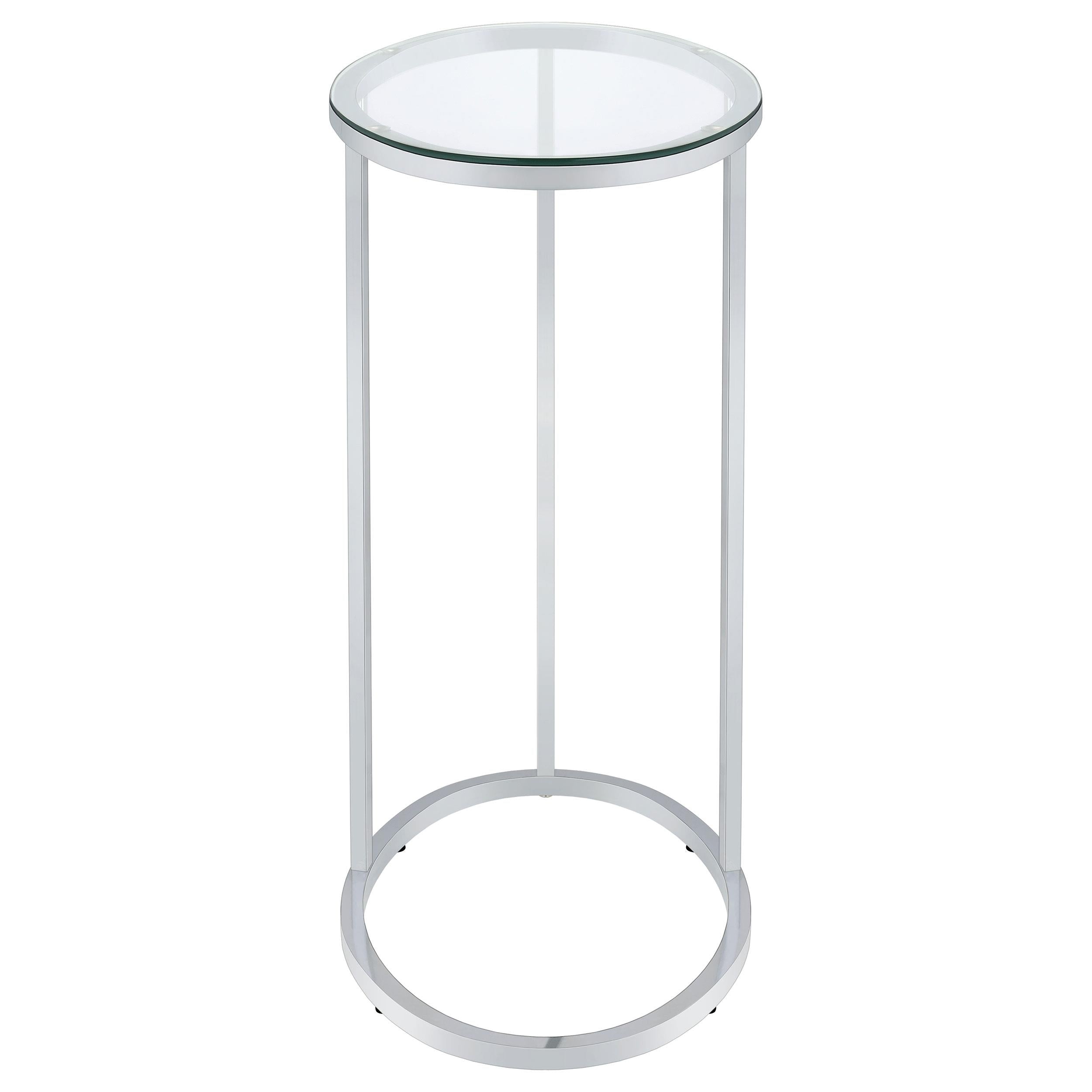 Coaster Furniture Kyle 902927 Oval Glass Top C-Shaped Sofa Side Table - Chrome - Image 2