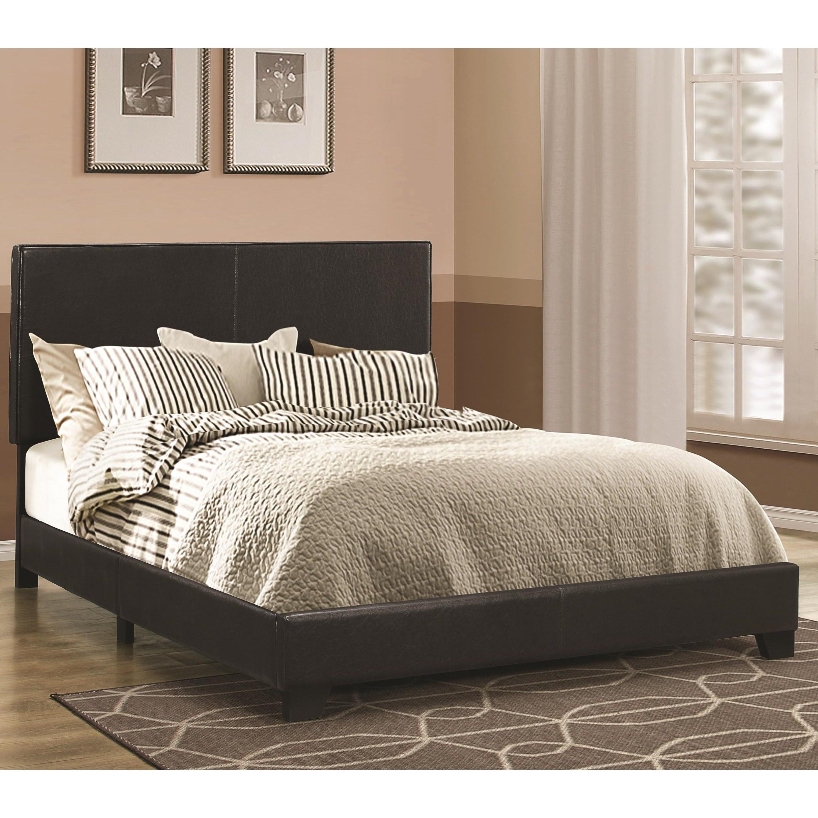 Coaster Furniture Dorian 300761KE Faux Leather Upholstered Eastern King Panel Bed - Black - Image 1