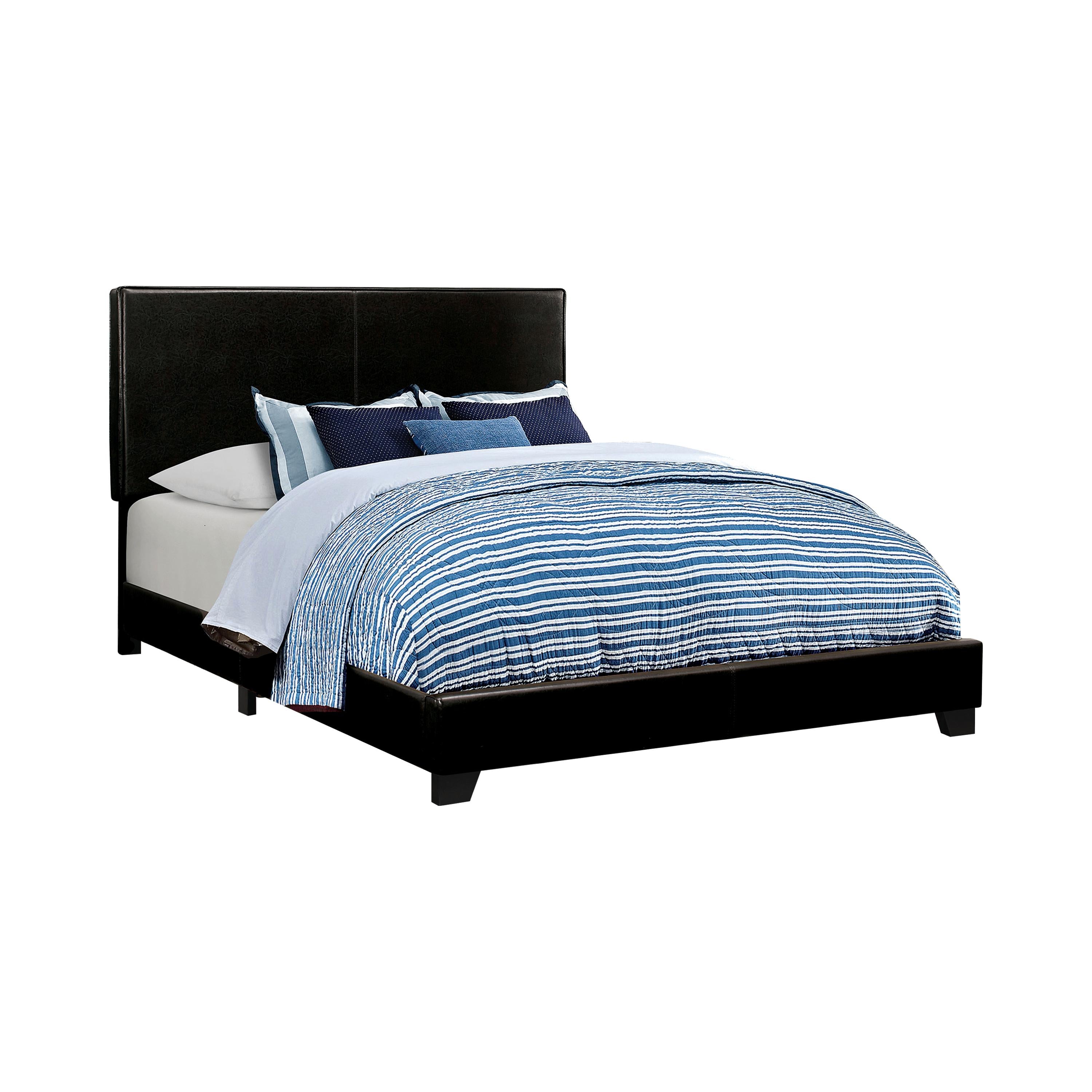 Coaster Furniture Dorian 300761Q Faux Leather Upholstered Queen Panel Bed - Black - Image 1