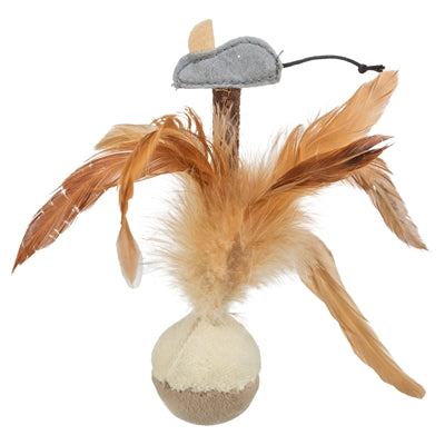 Trixie Wobble-Spring Ball with Mouse and Microchip Plush - Image 1
