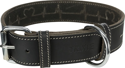 Trixie Halsband Hond Rustic Vetleer Heartbeat Zwart - Image 1