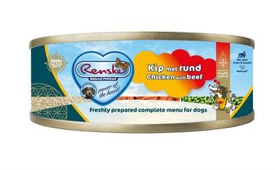 Renske Fresh Meat Chicken / Beef – Natural bulk wet food – 24 x 95 grams