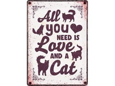 Plenty Gifts Waakbord Tin All You Need Is Love And A Cat
