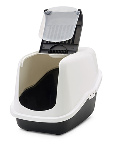Savic Nestor White/Black Cat Litter Box - Image 2