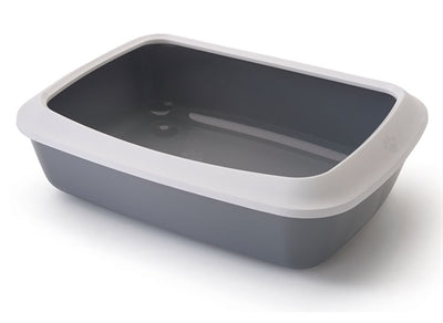 Savic Iriz Cat Litter Box with Edge Cold Gray / White - Image 2