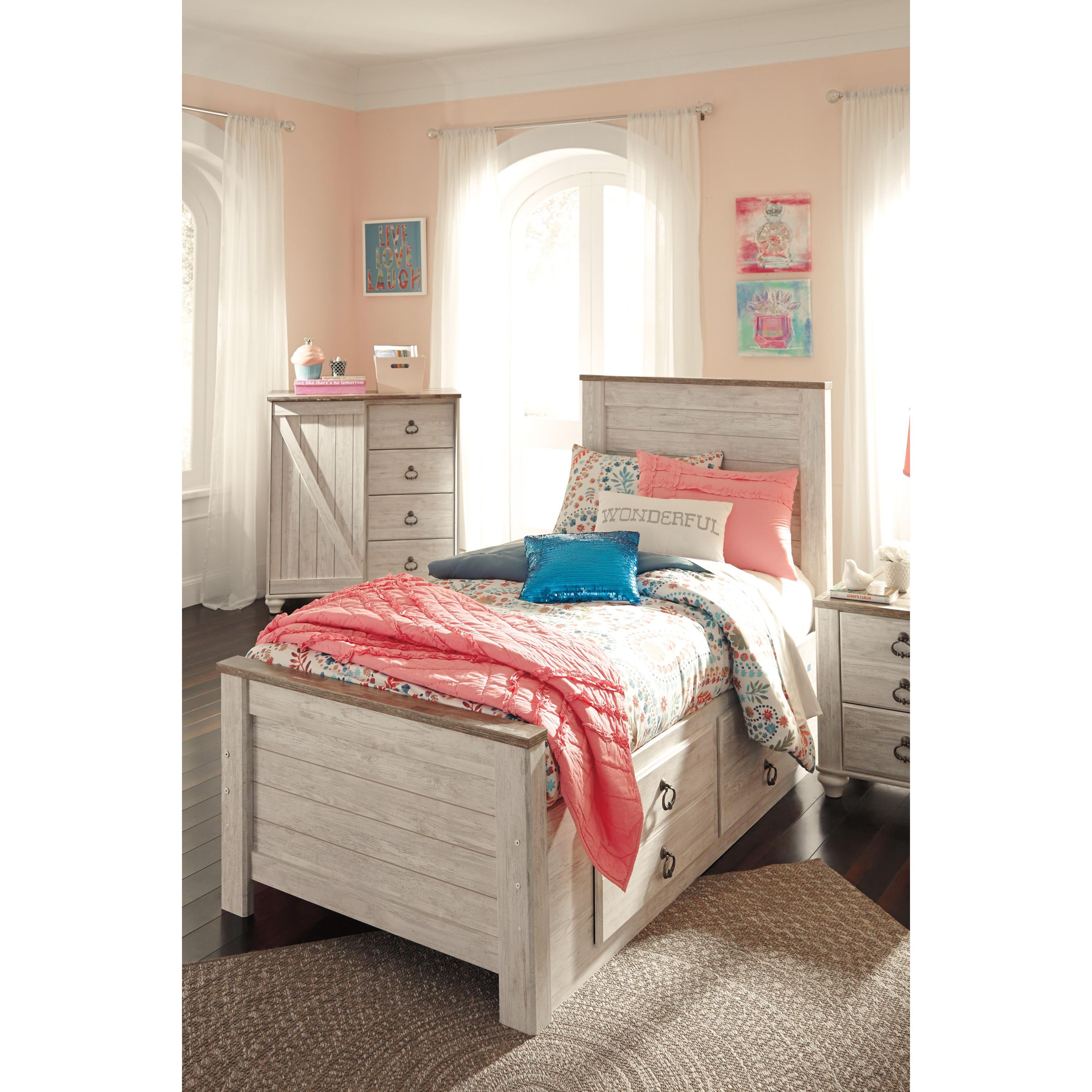 Signature Design by Ashley Willowton B267B21 Twin Panel Bed with 2 Storage Drawers - Image 3