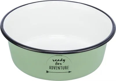 Trixie Food and Water Bowl, Enamel/Stainless Steel, Green