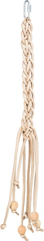 Trixie Toy Laces, Leather with Wooden Beads, Natural - Image 1
