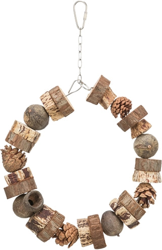 Trixie Ring Swing Wood/Pine Cones – natural and challenging bird fun - Image 1