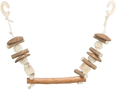 Trixie Nibble Swing Coconut / Wood / Rattan – natural demolition and play area for small and medium-sized birds - Image 1