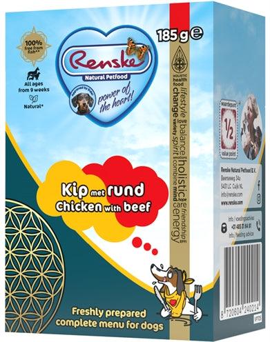 Renske Freshly Prepared Grain-Free Meal Chicken/Beef – smaller portions, handy for on the go – 24 x 185 gr