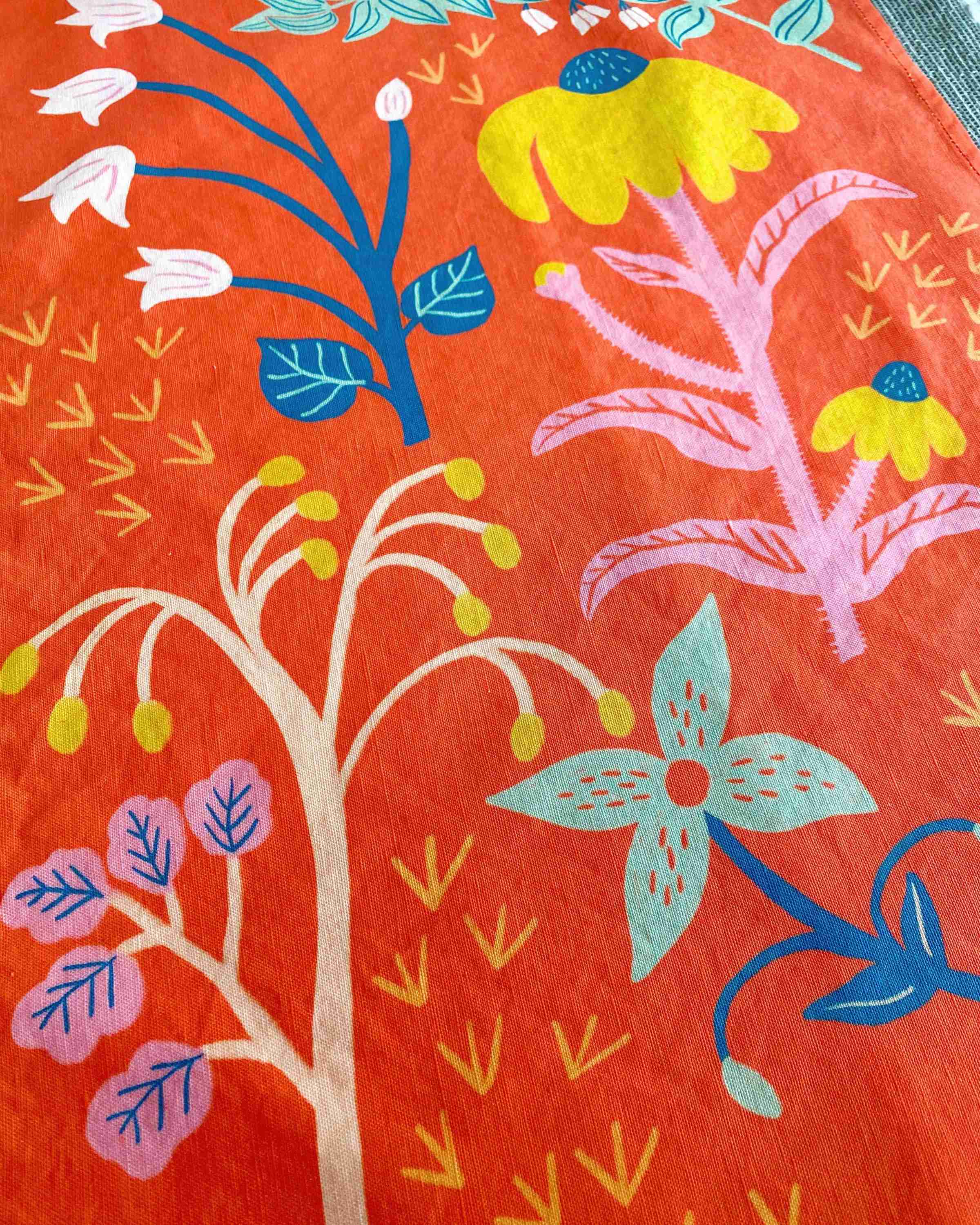 Coral Red Wildflowers Tea Towel - Image 3