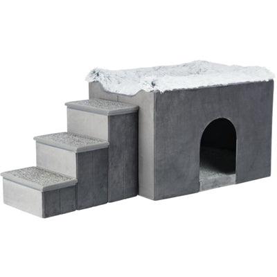 Trixie Dog Basket House Harvey With Stairs Gray / White – For dogs up to 15kg