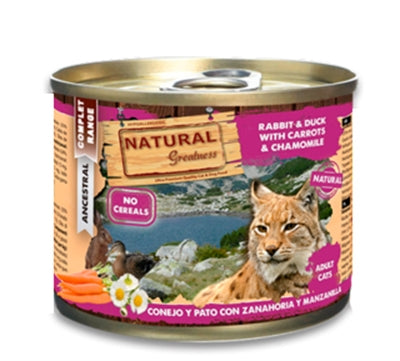 Natural Greatness Cat Rabbit & Duck with Carrots and Chamomile – Complete Grain-Free Wet Food for Cats (185 g)