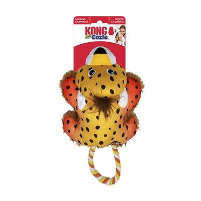 Kong Cozie Tuggz Cheetah – Plush Toy with Rope, Squeaker, and Crinkle Paper – S/M - Image 2