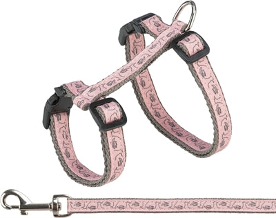 Trixie Cat Harness with Leash Gray/Pink