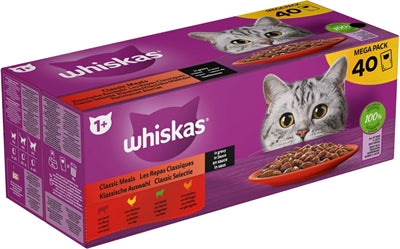 Whiskas multipack pouch adult classic meat selection in gravy – daily variety and hydration for adult cats