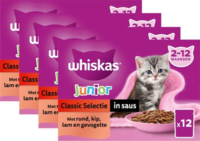 Whiskas multipack pouch junior classic meat selection in sauce – high-quality kitten food