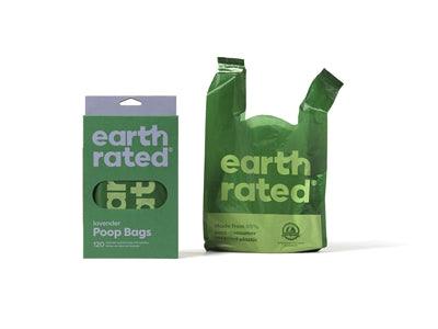 Earth Rated Poo Bags with Handles Lavender Recycled – 120 Count