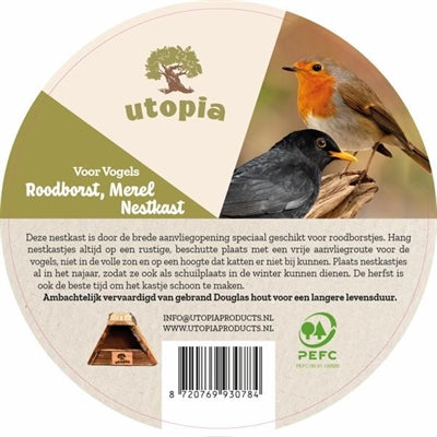 Utopia Nest Box Robin/Blackbird - Kiln-dried Douglas Fir Wood - Image 3