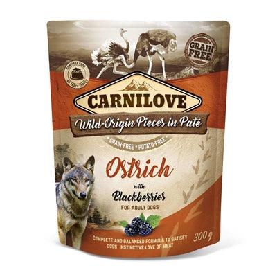 Carnilove Dog Pouch Ostrich/Blackberry – Grain-free with 85% meat – 12 x 300 grams