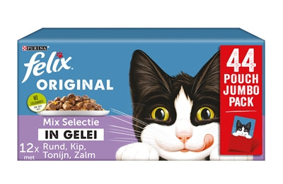 Felix Original in Jelly – Beef, Chicken, Tuna & Salmon (44 x 85 g)