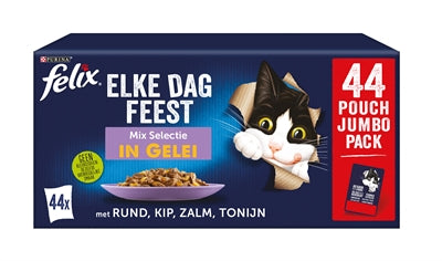 Felix Everyday Feast in Jelly – Tuna, Salmon, Beef & Chicken (44 x 85 g)