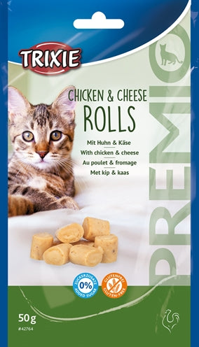 Trixie Premio Chicken & Cheese Rolls for Cats Gluten Free - Image 1