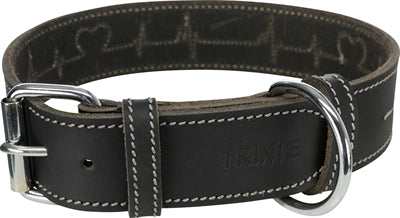 Trixie Rustic Vetleer Halsband Hond Heartbeat Zwart - Image 1