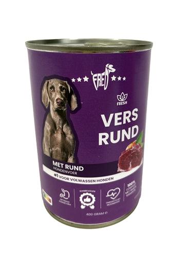 Fred’s Fresh Beef Canned Food – Complete wet food, bulk pack – 12 x 400 grams