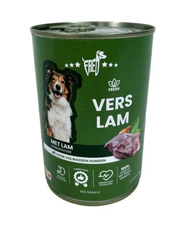 Fred’s Fresh Lamb Canned Food – Complete wet food, bulk pack – 12 x 400 grams