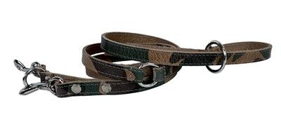 Sazzz Fearless Vintage Adjustable Leather Camouflage Dog Leash – 113-181 x 1.5 cm