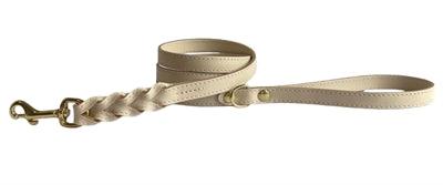 Sazzz Dog Leash Passion Braided Classic Leather Cream – 135 x 1.5 cm