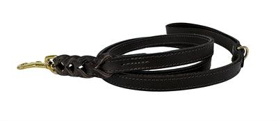 Sazzz Dog Leash Passion Braided Classic Leather Dark Brown – 135 x 1.5 cm