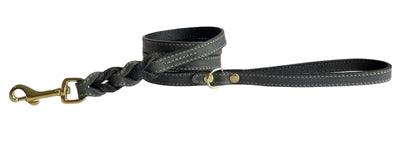 Sazzz Dog Leash Passion Braided Classic Leather Black – 135 x 1.5 cm