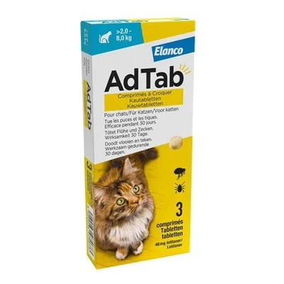 Adtab Chewable Tablet Cat 0.5–2 kg – 3 tablets - Monthly Protection against Fleas & Ticks - Image 2