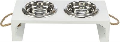 Trixie Be Nordic Set Food Bowl / Water Bowl Wood / Stainless Steel White