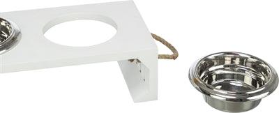 Trixie Be Nordic Set Food Bowl / Water Bowl Wood / Stainless Steel White - Image 3