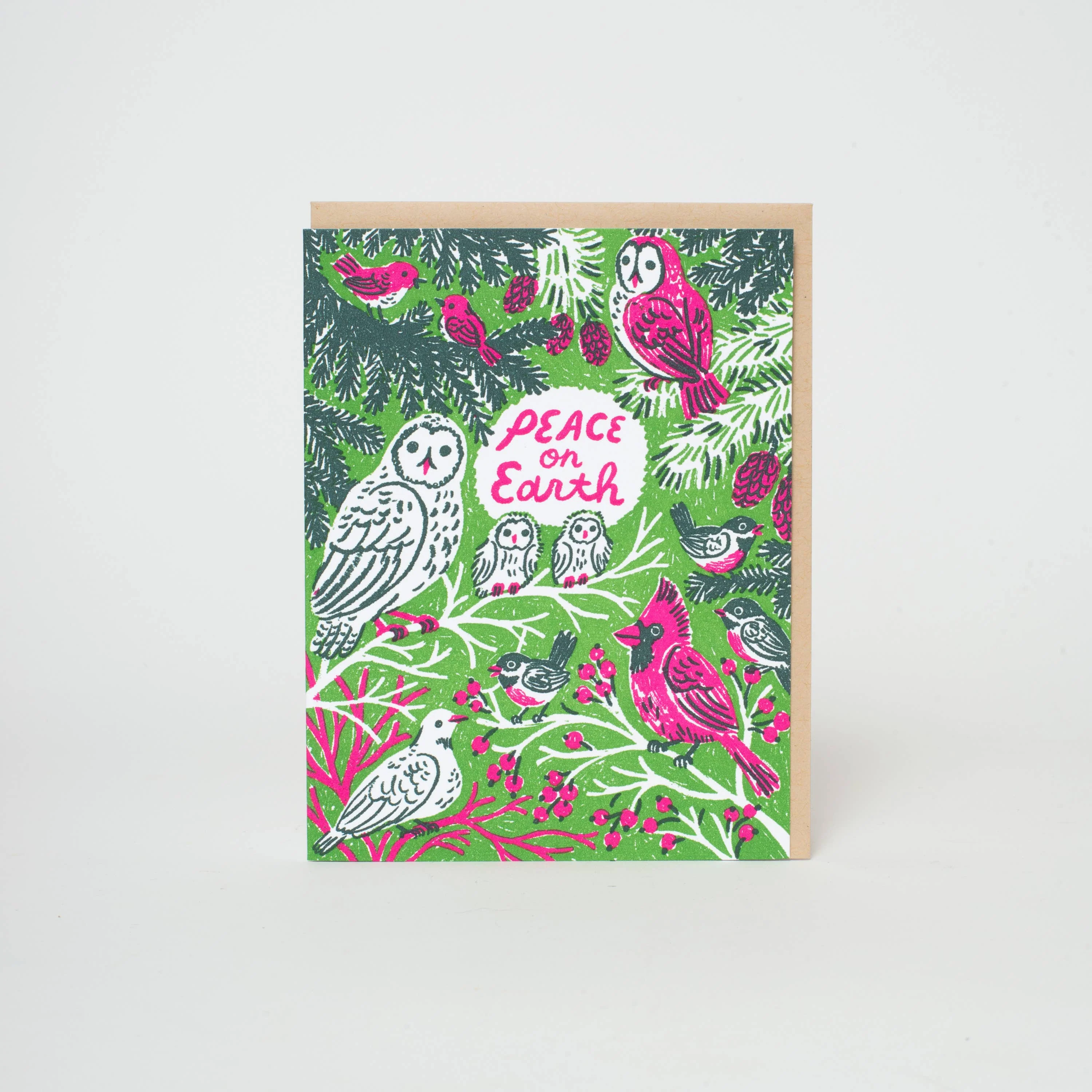 Peace Birds Letterpress Holiday Greeting Card by Phoebe Wahl - Image 2