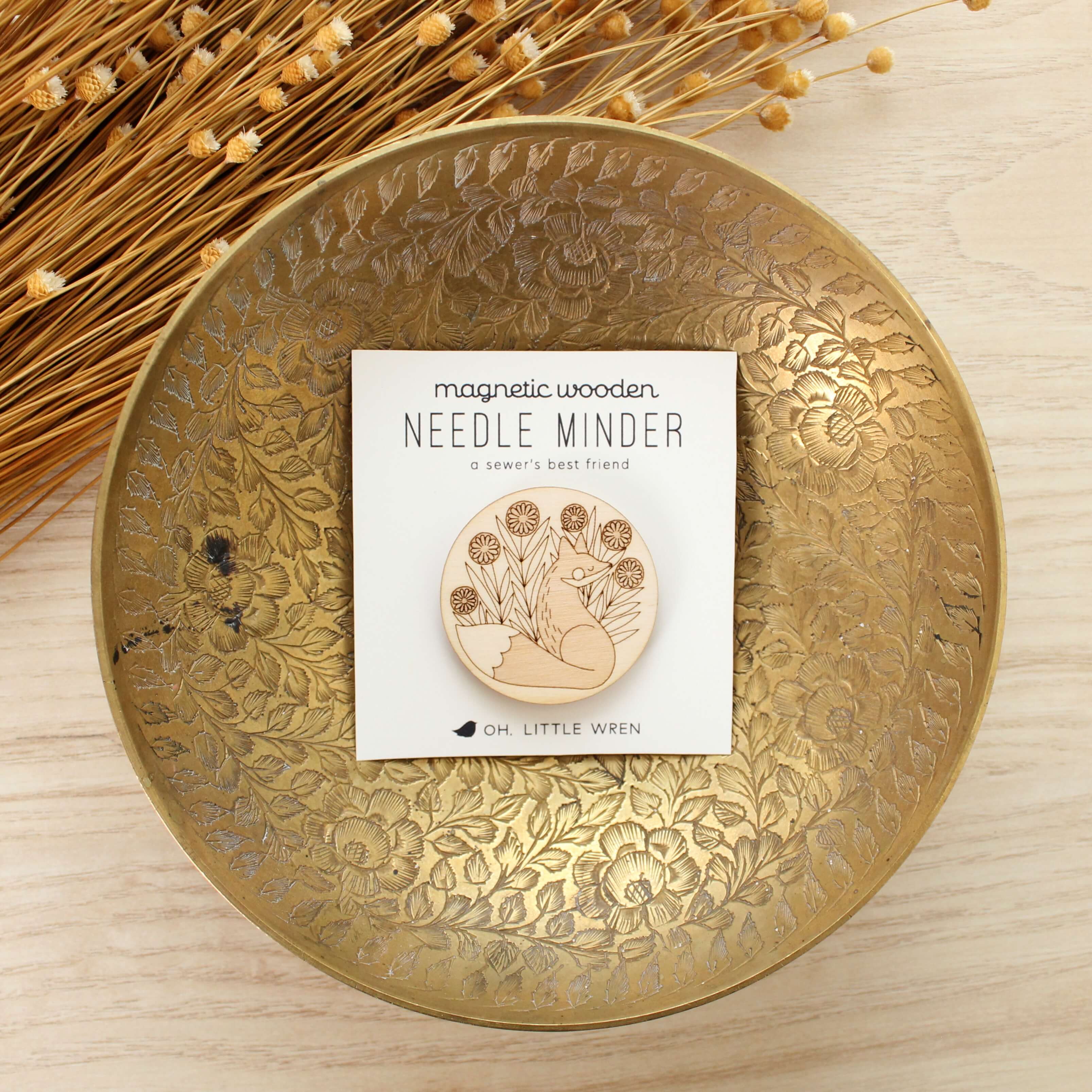 Wood Fox Needle Minder, Nature Themed Sewer's Gift - Image 2