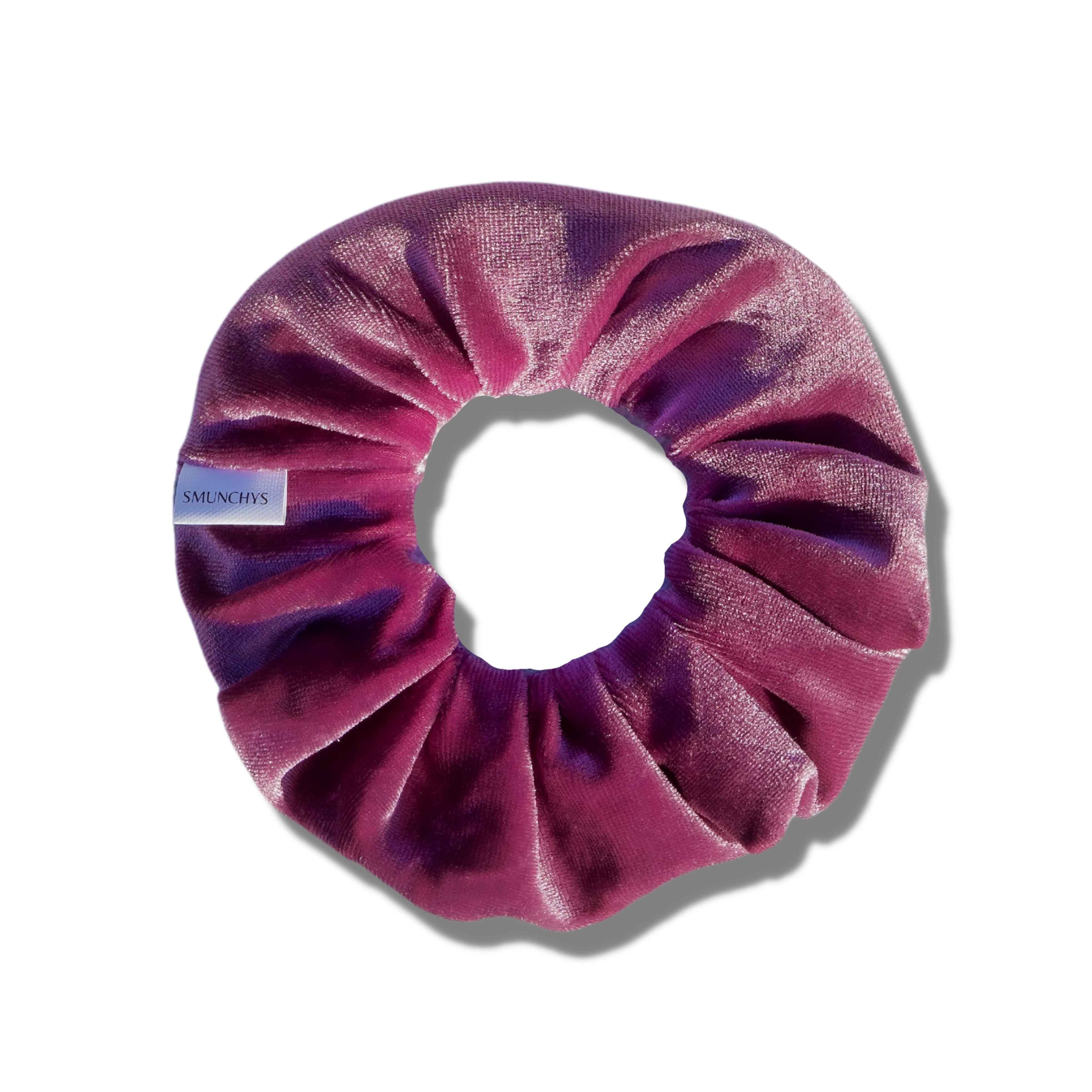 Velvet Deep Lavender Zipper Pocket Scrunchie - Image 1