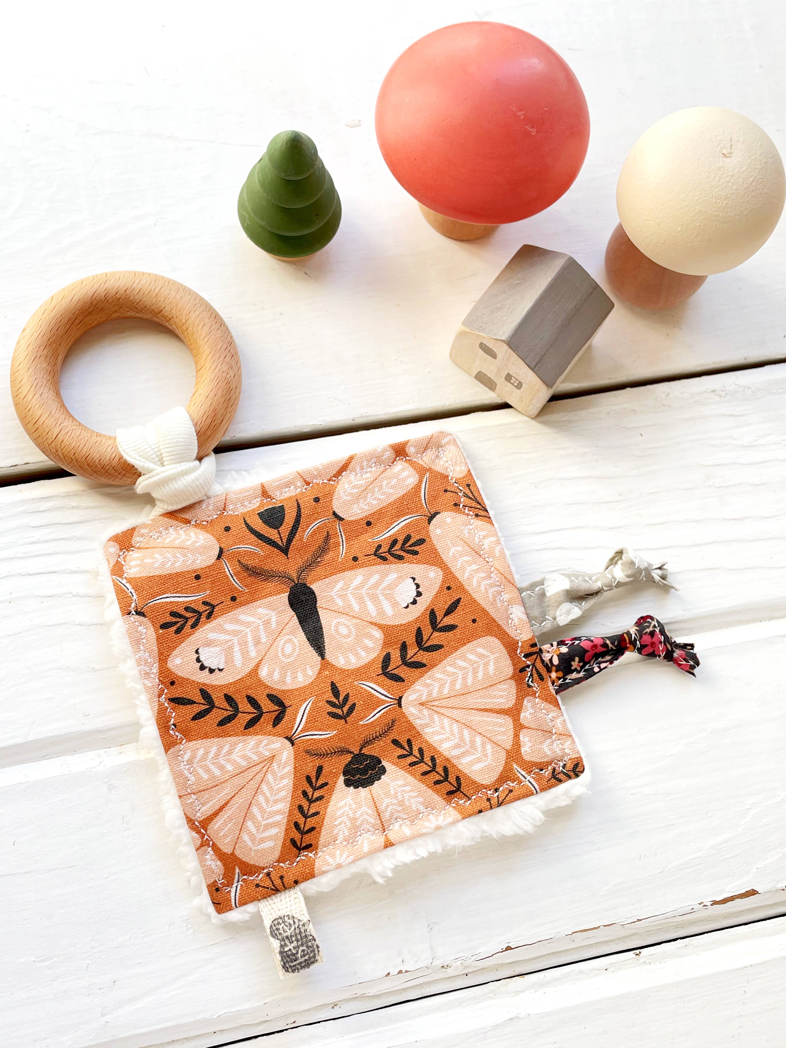 Folk Moth Canvas Crinkle Tag Toy Terra Cotta and Black - Image 2