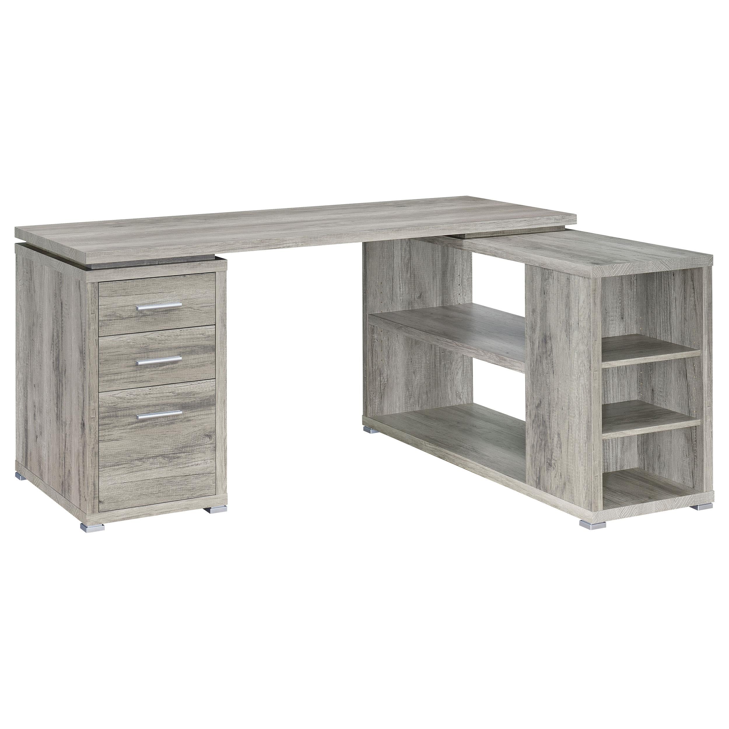 Coaster Furniture Yvette 801516 60-inch 3-Drawer L-Shape Computer Desk - Grey Driftwood - Image 1