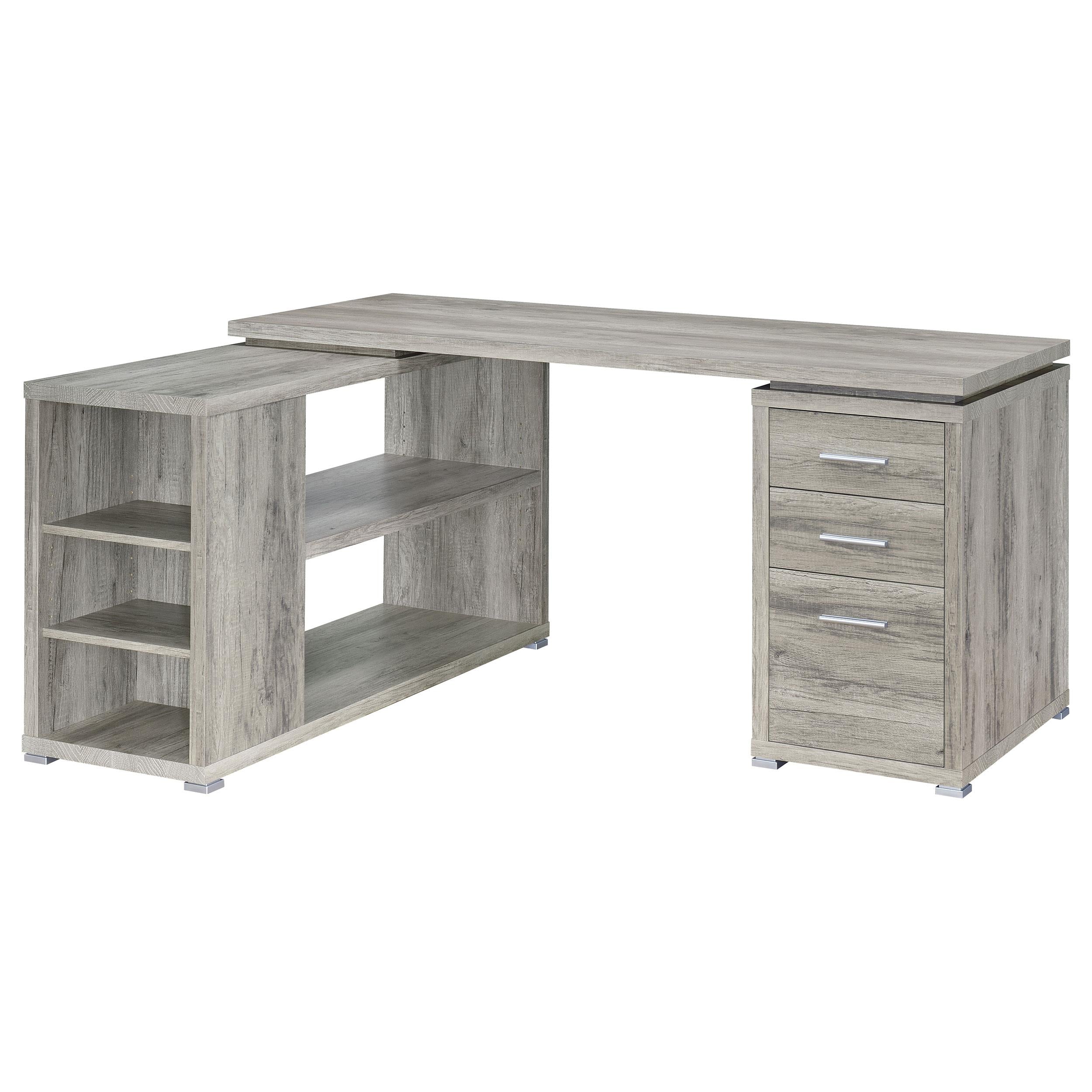Coaster Furniture Yvette 801516 60-inch 3-Drawer L-Shape Computer Desk - Grey Driftwood - Image 2